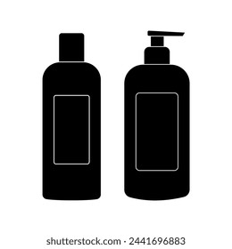 Cosmetics containers bottles vector black silhouette icons set collection isolated on white background.