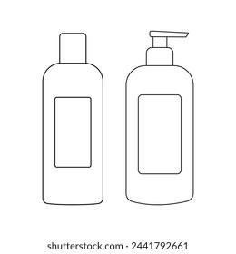 Cosmetics containers bottles vector linear outline icons set collection isolated on white background.