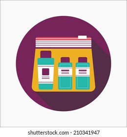 cosmetics containers flat icon with long shadow
