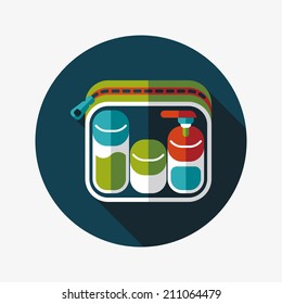 cosmetics containers flat icon with long shadow