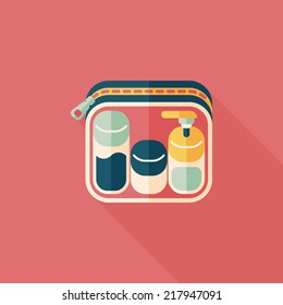 cosmetics containers flat icon with long shadow