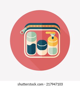 cosmetics containers flat icon with long shadow
