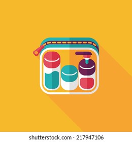cosmetics containers flat icon with long shadow