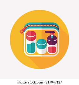 cosmetics containers flat icon with long shadow