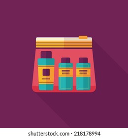 cosmetics containers flat icon with long shadow