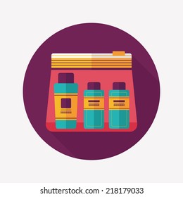 cosmetics containers flat icon with long shadow