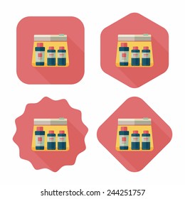 cosmetics containers flat icon with long shadow