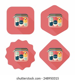 cosmetics containers flat icon with long shadow