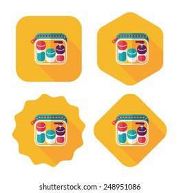 cosmetics containers flat icon with long shadow