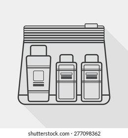 cosmetics containers flat icon with long shadow, line icon