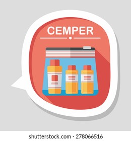 cosmetics containers flat icon with long shadow