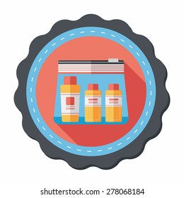 cosmetics containers flat icon with long shadow