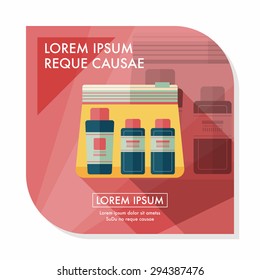cosmetics containers flat icon with long shadow