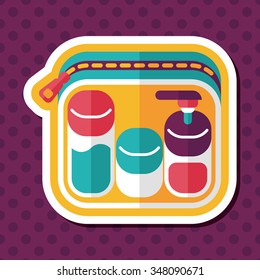 cosmetics containers flat icon with long shadow