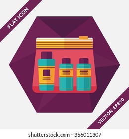 cosmetics containers flat icon with long shadow
