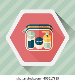 cosmetics containers flat icon with long shadow