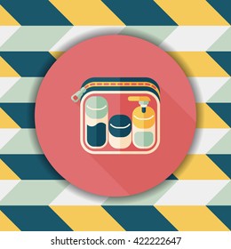 cosmetics containers flat icon with long shadow