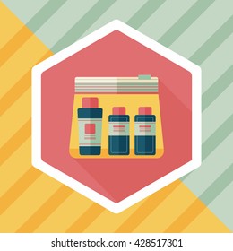 cosmetics containers flat icon with long shadow