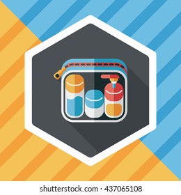 cosmetics containers flat icon with long shadow