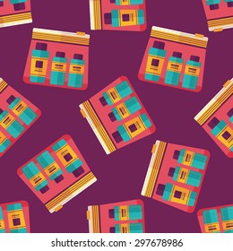 cosmetics containers flat icon seamless pattern background