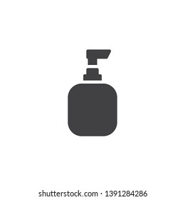 Cosmetics dispenser bottle vector icon. filled flat sign for mobile concept and web design. Liquid soap bottle glyph icon. Symbol, logo illustration. Pixel perfect vector graphics