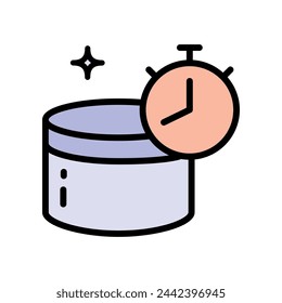 Cosmetics exposure time color icon. Skin and hair care. Hair care and skin icon. Cream jar color icon, vector pictogram of moisturizing gel in open package. Skincare illustration, sign for cosmetics s