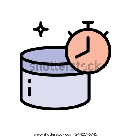 Cosmetics exposure time color icon. Skin and hair care. Hair care and skin icon. Cream jar color icon, vector pictogram of moisturizing gel in open package. Skincare illustration, sign for cosmetics s