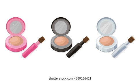 Cosmetics eye shadow set collection Vector illustrations