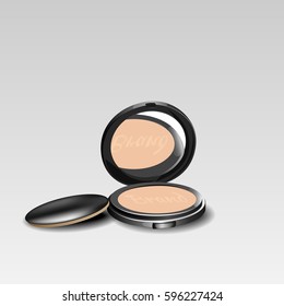 Cosmetics face powder isolated on white background. Vector illustration.