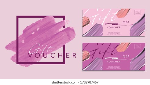 Cosmetics and fashion background voucher. Lipstick Cosmetics make-up sale banner template with place for your text. Vector cosmetics flyer, banner or web-site header design.