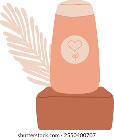 Cosmetics With Feather Composition Vector Illustration