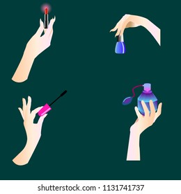 cosmetics in female hands