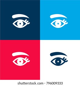 Cosmetics four color material and minimal icon logo set in red and blue