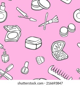 Cosmetics hand drawn seamless pattern sketch