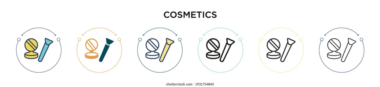 Cosmetics icon in filled, thin line, outline and stroke style. Vector illustration of two colored and black cosmetics vector icons designs can be used for mobile, ui, web