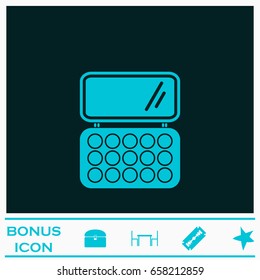 Cosmetics icon flat. Blue pictogram on dark background. Vector illustration symbol and bonus icons