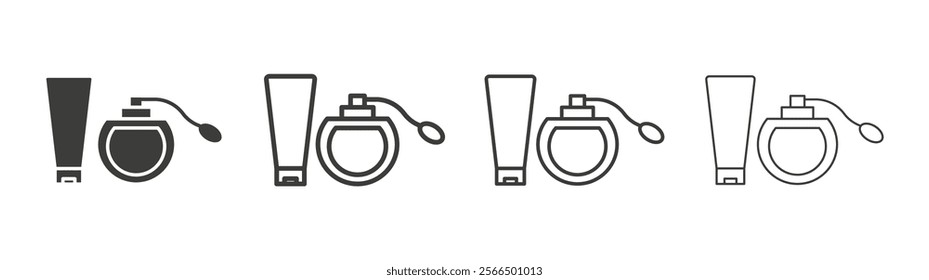 Cosmetics icon flat and linear vector illustration on white background.