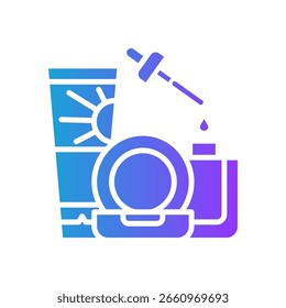 Ilustración vectorial de gradiente de glifo de icono de cosméticos