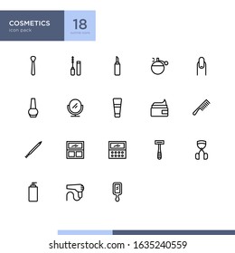 Cosmetics icon pack in outline style