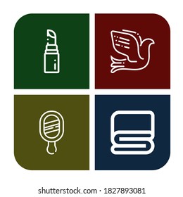 cosmetics icon set. Collection of Lipstick, Dove, Mirror, Cover icons