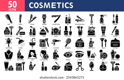 Cosmetics Icon Set Collection. Simple Glyph Vector