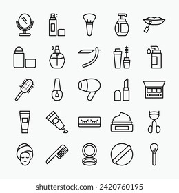 Cosmetics icon set. Skin care, spa, skin, beauty, makeup symbol collection. vector illustration.