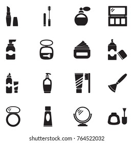 Cosmetics Icons. Black Flat Design. Vector Illustration. 