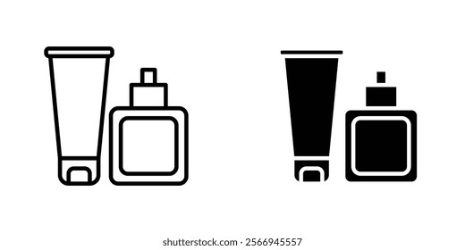 Cosmetics icons. black and white vector set.
