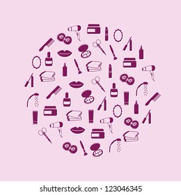 cosmetics icons in circle