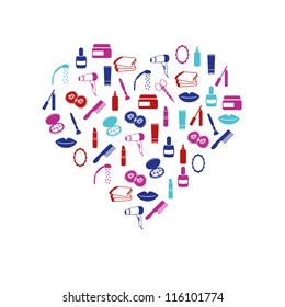 cosmetics icons in heart