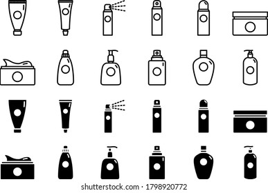 Cosmetics Icons Illustrations Symbols Vector