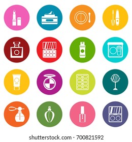 Cosmetics icons many colors set isolated on white for digital marketing