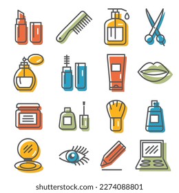 Cosmetics Icons on white background