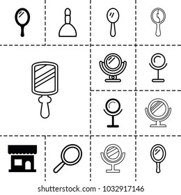 Cosmetics icons. set of 13 editable filled and outline cosmetics icons such as mirror, beauty salon